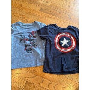 MARVEL BOYS SPIDERMAN AND CAPTAIN AMERICAN T SHIRTS 5T